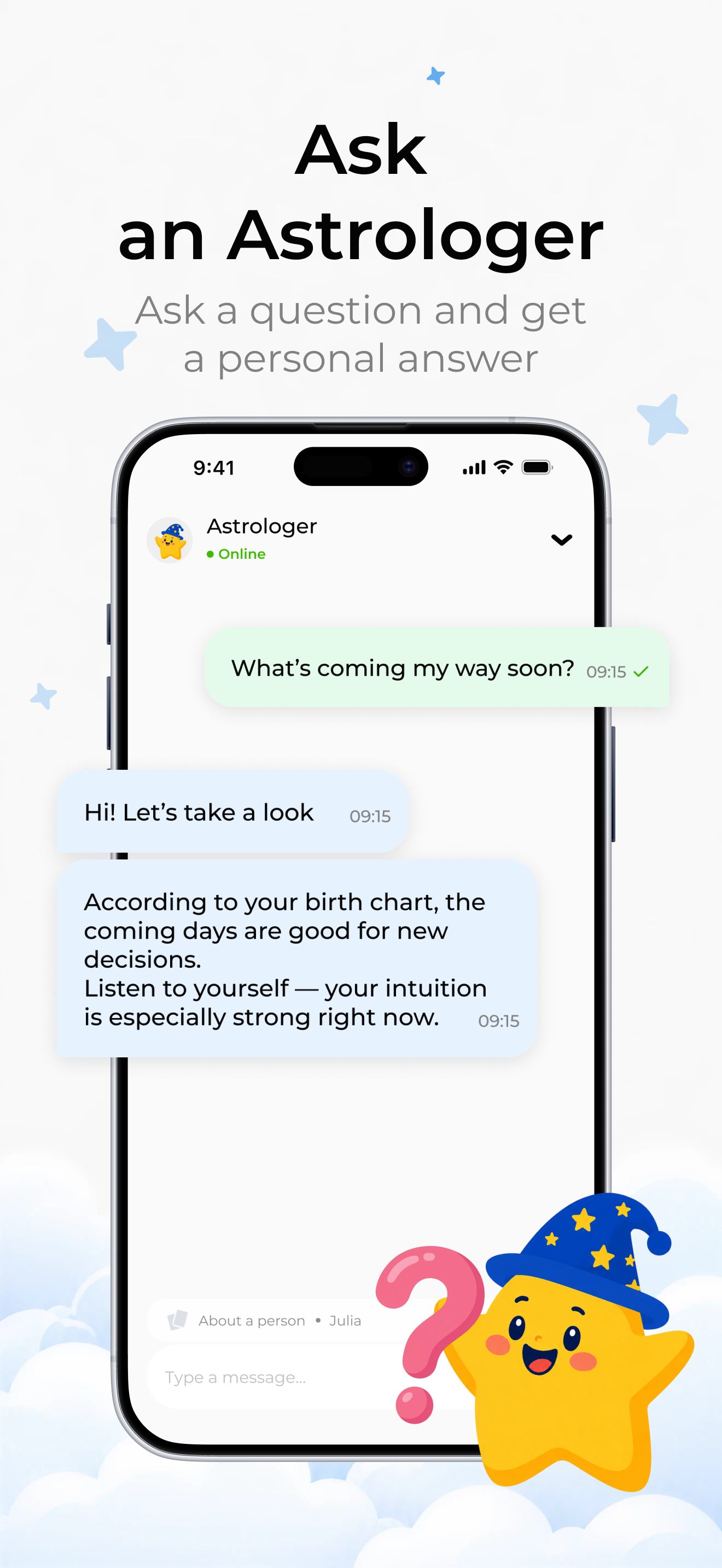 Ask an astrologer chat screen