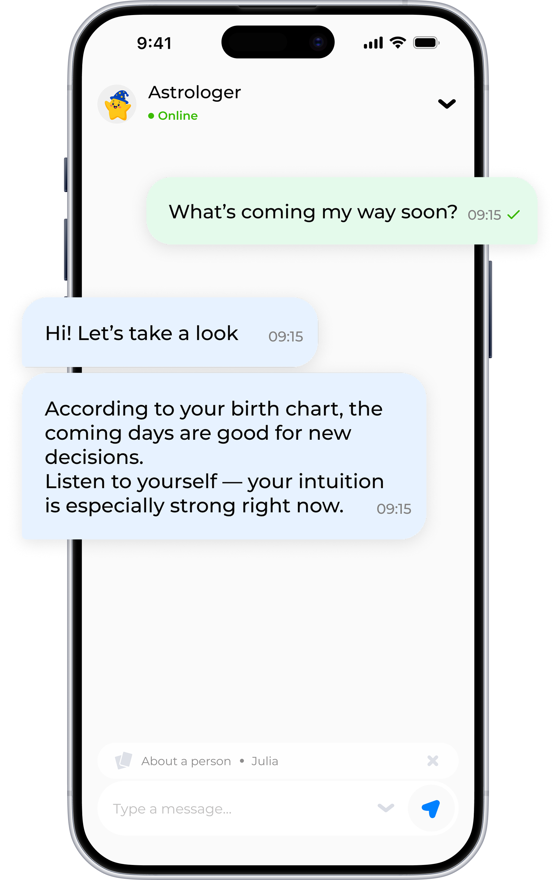 Ask an astrologer chat screen